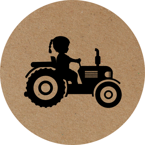 Kraftlook sluitsticker met silhouet van meisje op tractor