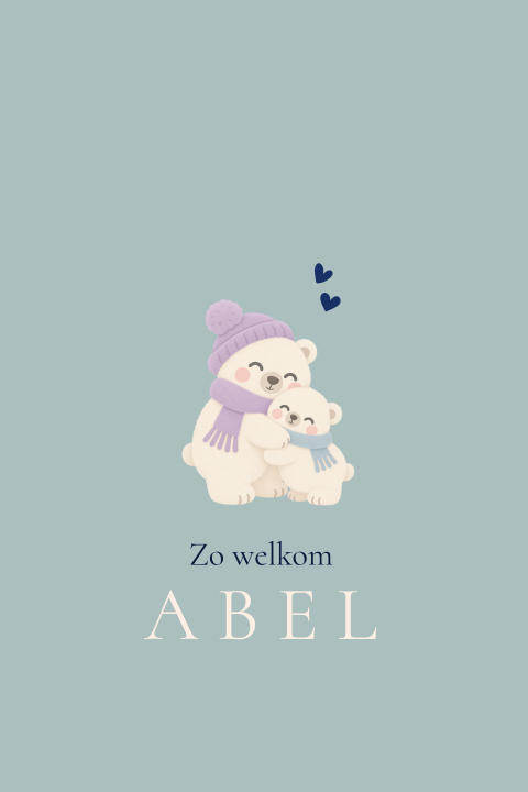 Lief winters geboortekaartje met schattige ijsberen
