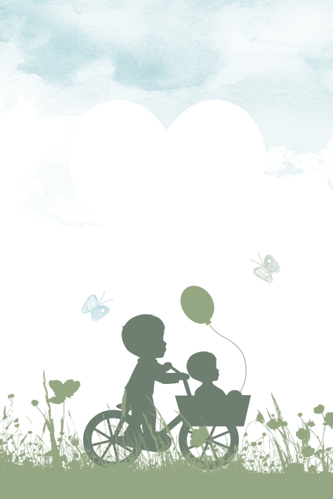 Doorkijkje geboortekaartje jongen met silhouetjes op fiets