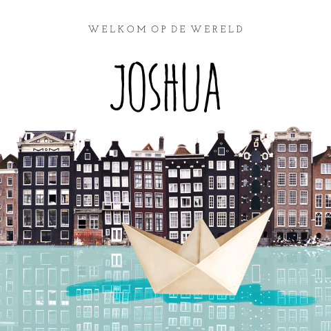 Amsterdams geboortekaartje met huisjes