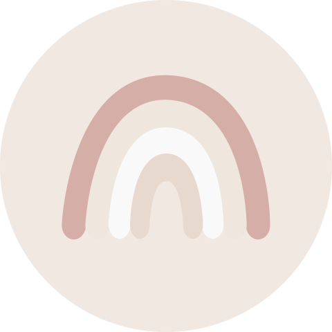 Sluitsticker beige met regenboogje