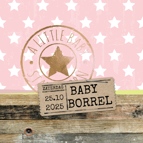 Stoer roze babyborrel kaartje met sterren