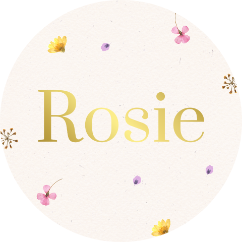 Luxe naamsticker met goudfolie en bloemen