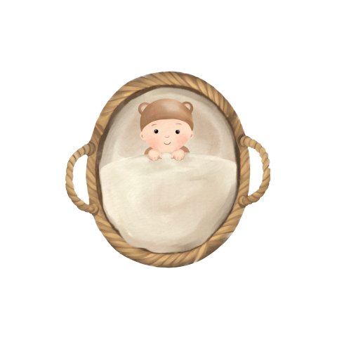 Lieve sluitsticker met baby in mandje 