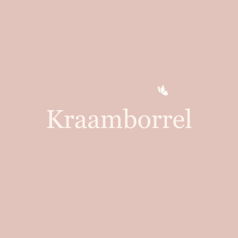 Kraamborrel uitnodiging roze met vlinder