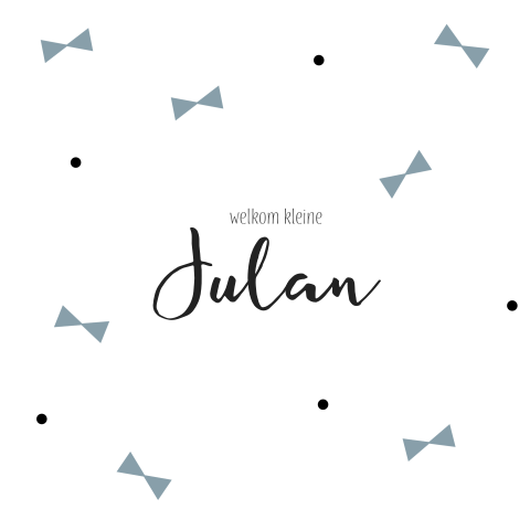 Jongenskaartje met grijsblauwe strikjes