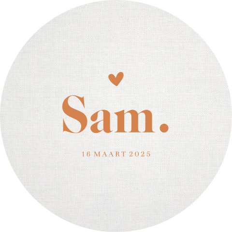 Raamsticker rond met linnen look en hartje