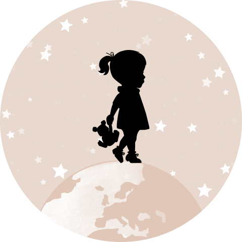 Zachtroze sluitsticker met silhouet meisje en sterretjes