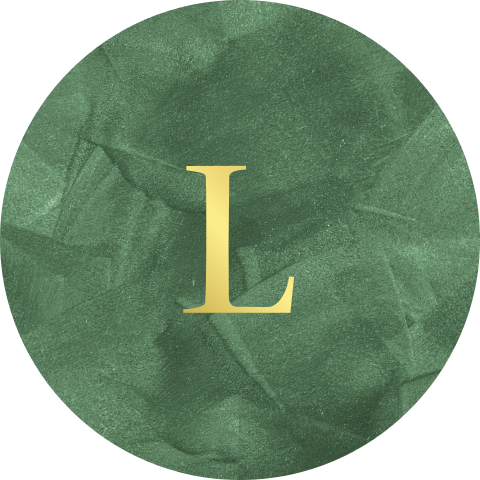 Sluitsticker velvet-look groen met goudfolie initiaal