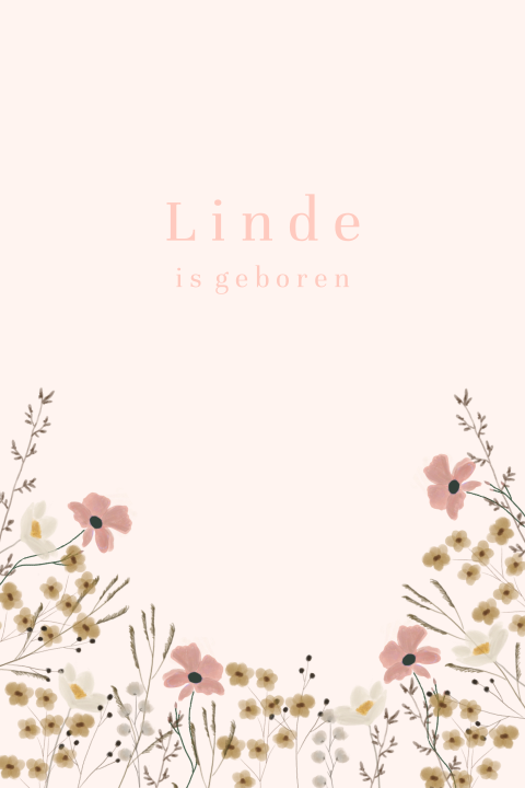 Lichtroze raamsticker met watercolour bloemen