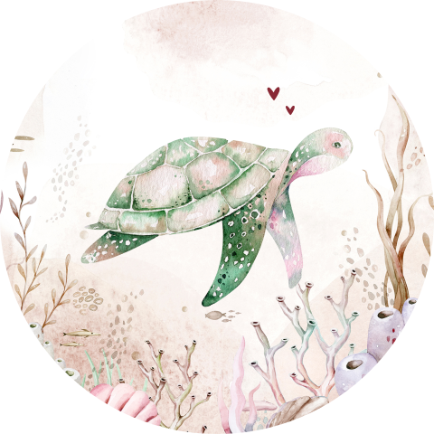Sluitsticker roze met schildpad