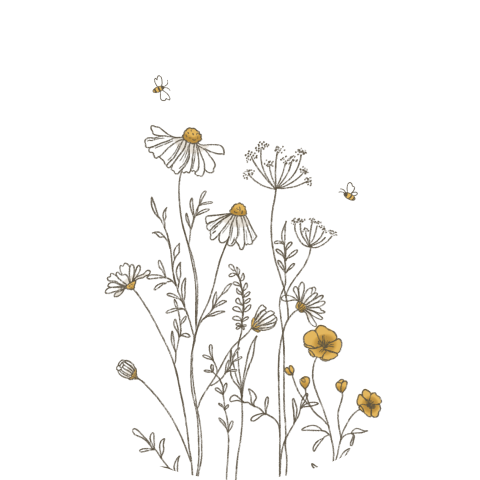 Vrolijke sluitsticker met bloemen en bijtjes