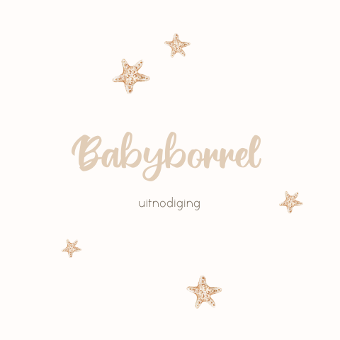 Hippe babyborrel uitnodiging met getekende zeesterren