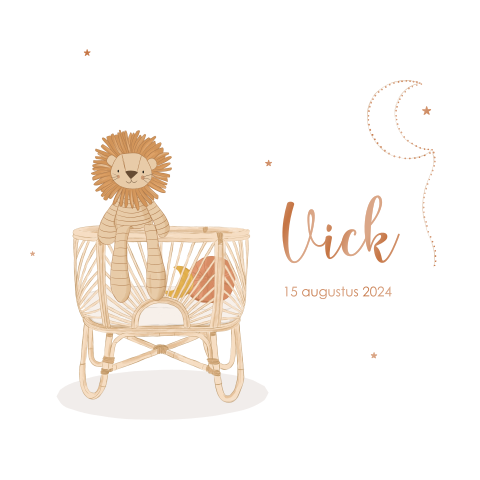 Lief geboortekaartje met wiegje en hoogglans details