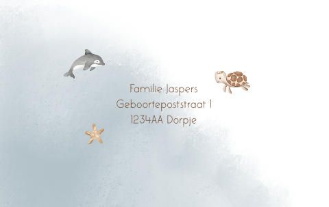 Prachtige envelop op maat met watercolour en zeedieren