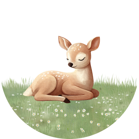 Sluitsticker met schattig hertje in het gras