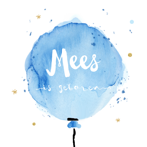 Hippe babykaart met ballon van watercolour