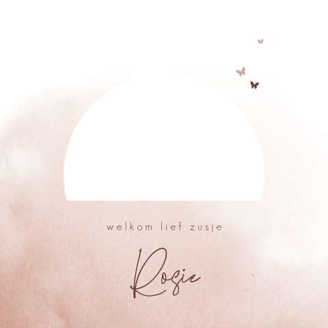 Lief geboortekaartje met watercolour, doorkijkje en silhouetjes