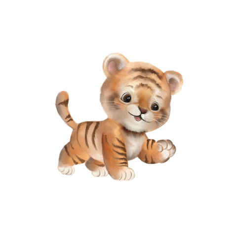 Witte schattige sluitsticker met tijgertje