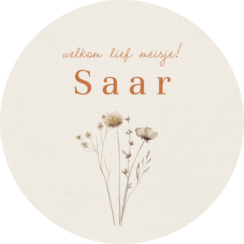 Neutrale raamsticker met droogbloemen