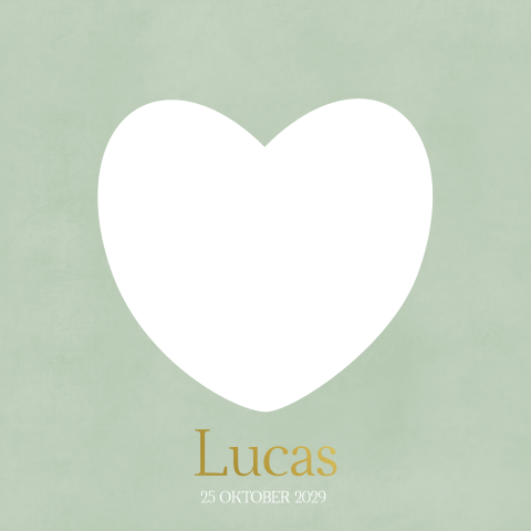 Geboortekaartje groen doorkijk hart met giraf