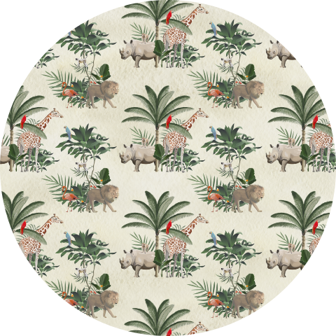 Avontuurlijke behangcirkel met jungle thema voor in de babykamer