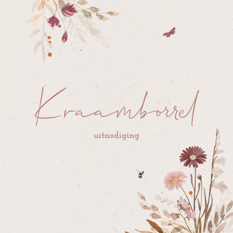 Kraamborrelkaartje stijlvol met kleurrijke bloemen