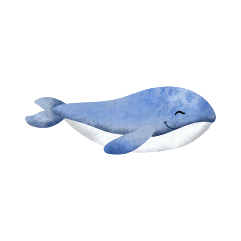Lieve sluitsticker met watercolour walvis