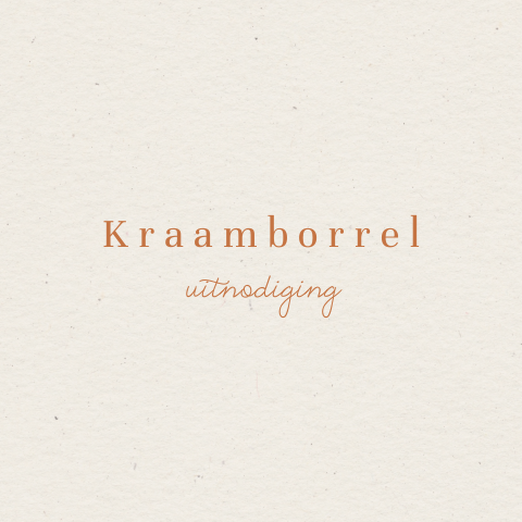 Kraamborrel uitnodiging beige met koperkleur