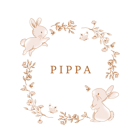 Sluitsticker met bloemenkrans, konijntjes en vlinders