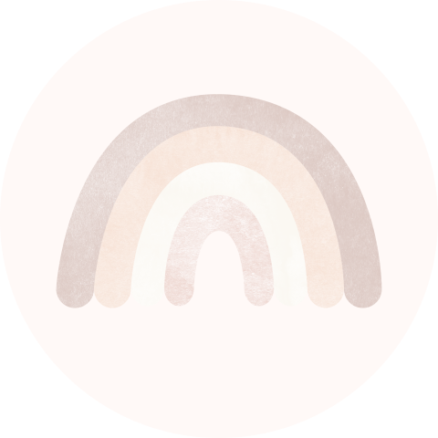 Sluitsticker met roze pastel regenboog