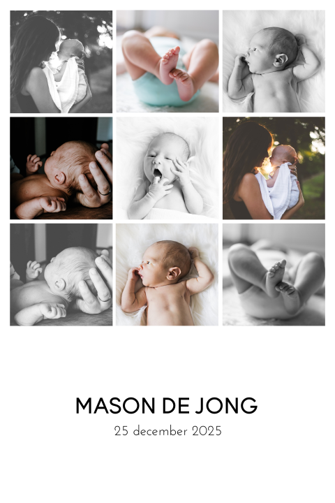 Maak je eigen ontwerp op dit blanco staand geboortekaartje