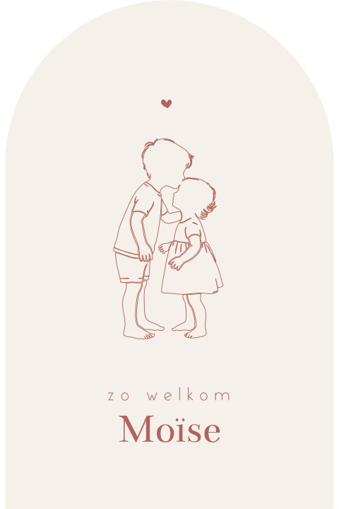 Origineel geboortekaartje met lijntekening zusje