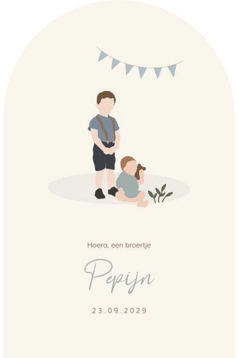 Bijzonder babykaartje in de vorm van een arch voor een broertje
