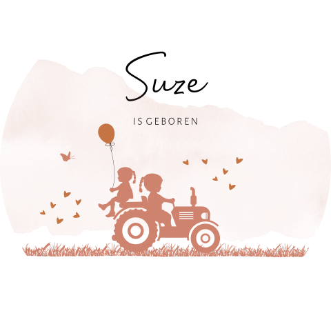 Vrolijke raamsticker met zusjes op trekker