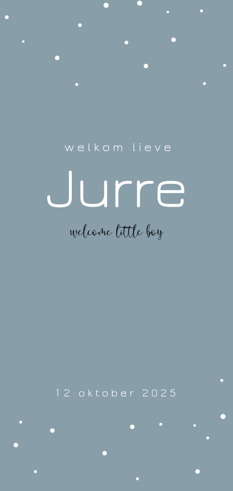 Modern geboortekaartje in jeansblauw