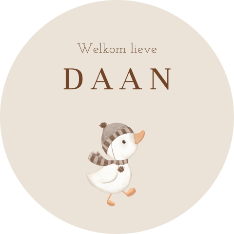 Raamsticker rond beige met winter eendje