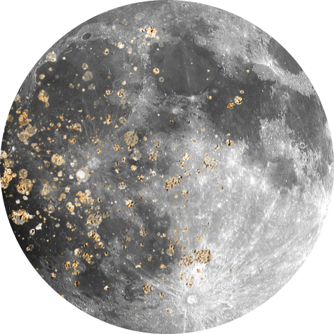 Sluitsticker grijswitte maan goudkleurige spetters