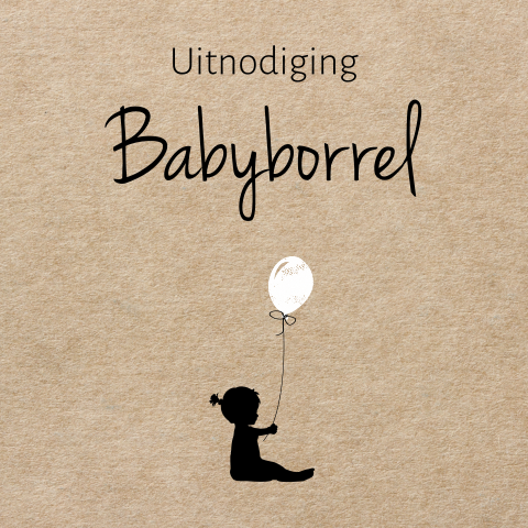 Uitnodiging kraamfeest met zittend meisje met ballon