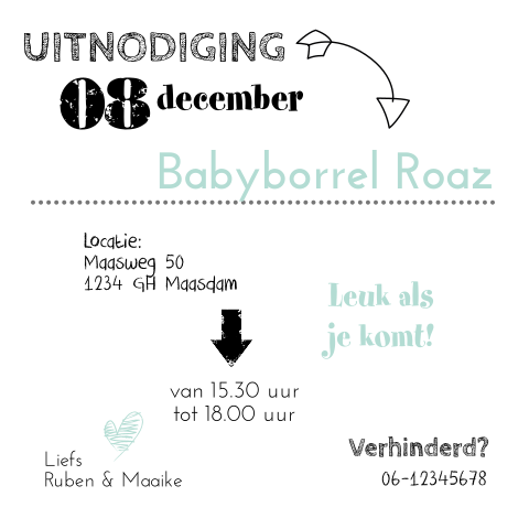 Babyborrelkaartje voor een stoer ventje