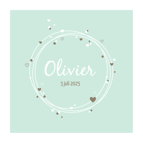 Hippe geboortekaart met cirkel en hartjes