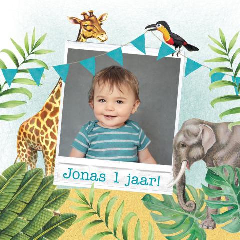 Vrolijke uitnodiging in jungle-thema