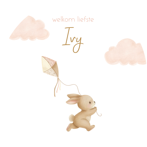 Raamsticker meisje met konijn en vlieger