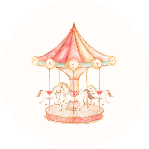 Sluitsticker met roze carrousel