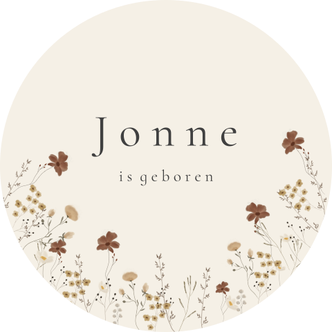 Ronde raamsticker klassiek met veldbloemen