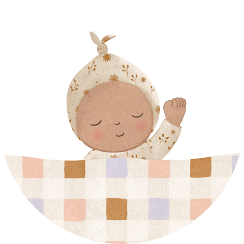 Sluitsticker met baby en dekentje