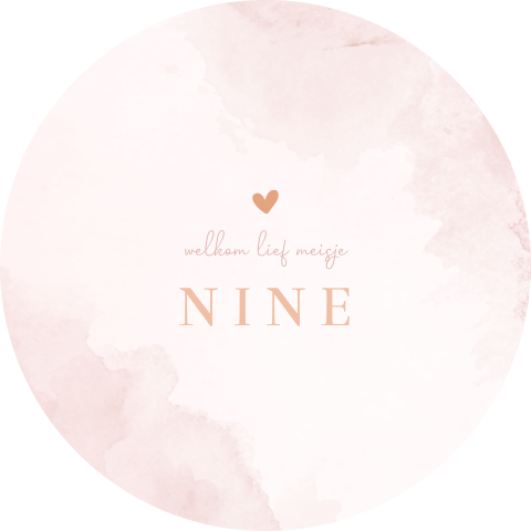 Raamsticker rond met roze watercolour en hartje