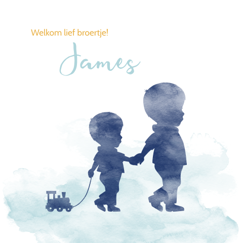 Geboortekaartje met de silhouetjes van twee broertjes