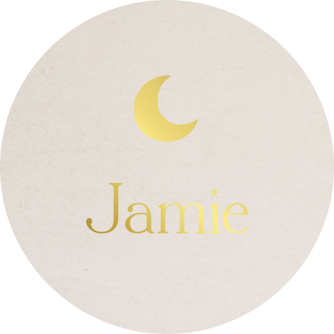 Sluitsticker beige met goudfolie maantje