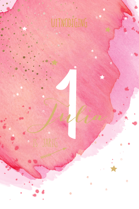 Hippe verjaardagskaart met roze watercolour